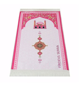 İsme Özel Çocuk Seccadesi Kudüs Pembe 82×45 cm 110 gr- Tesbih Hediyeli