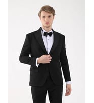 Siyah Erkek Slim Fit Düz Sivri Yaka Smokin Takım - 92409
