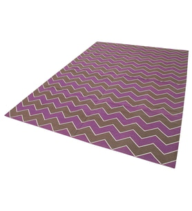 Geometrik Halı Modern Kahverengi Mor El Dokuma Salon Kilimi Bohem Tasarım Düz Dokuma Şık Detay
