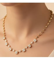 XUPİNG JEWELRY NOKTA MODEL  ZİRKON TAŞLI KOLYE (Sarı)