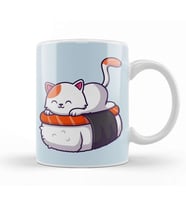 Cute Cat Sushi Salmon 04 Kupa Bardak Porselen