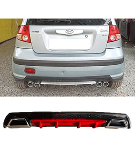 Hyundai Getz Kırmızı Difüzör Çiftli Kare Egzoz Görünümlü D Tip Difizör