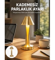 LED Masa Lambası 3 Renk Ayarlı Şarjlı Kablosuz Modern Tasarım Yeni Nesil