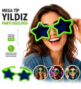 Mega Tip Yıldız Parti Gözlüğü Yeşil Renk