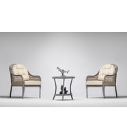 Alüminyum Rattan Balkon Set (1+1+Sehpa) (Gri-Bej)