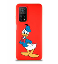 Xiaomi Mi 10T Soft Premier Kapak Donald Duck-D Tasarımlı Silikon Kılıf - Kırmızı (Şeffaf)