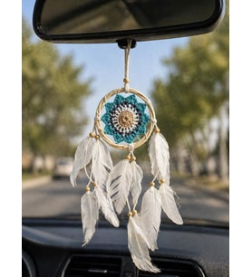 Mini Düş Kapanı Bambu Çember Araba Dikiz Ayna Süsü El Yapımı Tüylü Bohem Oto Aksesuar Dreamcatcher