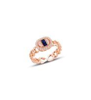 Gümüş ayarlamalı baget safir taşlı zincir modeli yüzük SGTL9965SAFİR (Rose)
