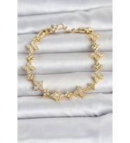 Pirinç Zirkon Taşlı Yonca Model Gold Renk Kadın Bileklik TJ-BB8494