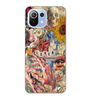 Xiaomi Mi 11 Lite Uyumlu Aesthetic Vintage Kolaj Desenli Şeffaf Telefon Kılıfı