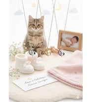 925 Ayar Papatya Silver Doğum Taşlı Anne Bebek Kedi Kolye.rose.gold.rodaj