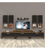 Decoraktiv Ekoflex 8DA Mdf Silver Tv Ünitesi Tv Sehpası - Ceviz Siyah (Siyah - Ceviz)