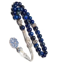 1000 Ayar Gümüş Kazaz Kamçılı 8mm Lapis Lazuli Doğaltaş Tesbih (Lacivert)