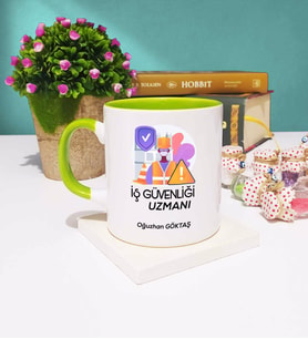 İş Güvenliği Uzmanı Tasarımlı Kişiye Özel Hediye İş Güvenliği Uzmanı Kupa Bardak Yeşil