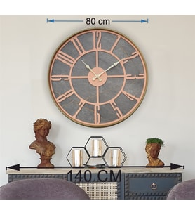 Markakanvas Altın(gold) Renkli Metal Kasalı Mermer Desenli  Duvar Saati  ( Çap 50 cm -Çap 80 cm ) (Altın)