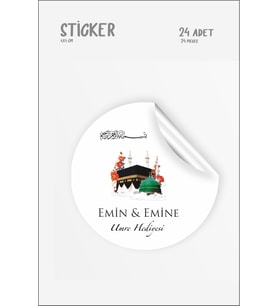 Umre Hediyesi Etiketi Kişiye Özel 4 cm kesilmiş 24 Adet