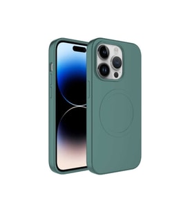 Apple iPhone 12 Pro Max Uyumlu Kılıf M-safe Wireless Şarj Özellikli Pastel Renk Silikon Zore Plas Kapak (Koyu Yeşil)