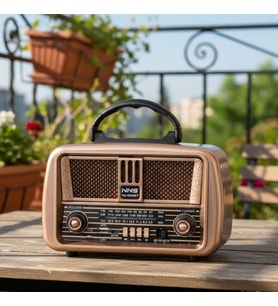Dexxony 8068 Elektrikli ve Şarjlı Nostaljik Radyo - Taşınabilir Bluetooth Hoparlör - Fm Radyo (Kahverengi)