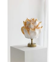 Gold Dekor Eva Çiçeği Kablosuz Masa Lambası Üst Gold Detay-alt Eskitme Gold(9V PİL 75-90 SAAT) (Beyaz)