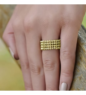14k Sarı Altın Dört Sıra Dorika Yüzük
