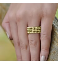 14k Sarı Altın Dört Sıra Dorika Yüzük