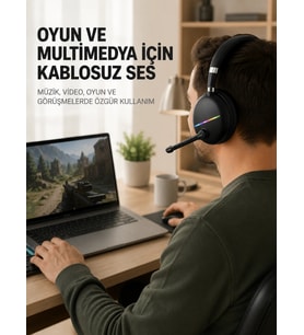 Bluetooth 5.0 Rgb Işıklı Mikrofonlu Kablosuz Kulak Üstü Kulaklık