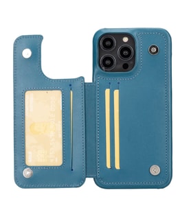 Bouletta Apple iPhone 14 Pro Max Uyumlu Deri Kılıf UBW BRN4EF (Mavi)