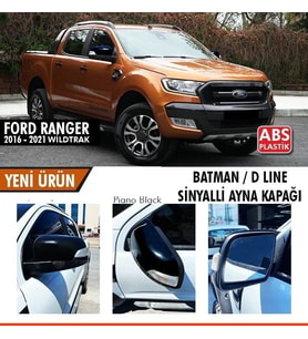 Ford Ranger Uyumlu T6 Batman Yarasa Ayna Kapağı Sinyalli Piano Black / 2016-2021