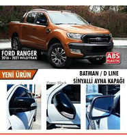 Ford Ranger Uyumlu T6 Batman Yarasa Ayna Kapağı Sinyalli Piano Black / 2016-2021