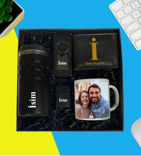 Kişiye Özel Lüx Kutu Termos Bardak Fotoğraflı Kupa Bardak Lüx Metal Anahtarlık Metal Çakmak Erkek Cüzdan