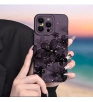 IPHONE 15 Pro  Max Şık ve Kaliteli Yaprak Desenli Silikon Telefon Kılıfı (Mor)