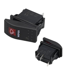 Silecek Sembollü Işıklı 3 Pinli On-Off 12-24V Marin Switch