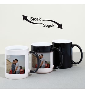Kişiye Özel Fotoğraf Baskılı Renkli Porselen Sihirli Kupa