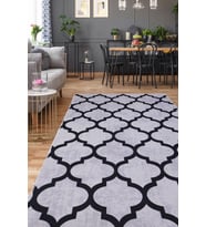Dijidekor Halı Gri Maça Desenli Yıkanabilir Saçaksız Kesme İnce Yolluk Kilim Salon Halısı Modelleri