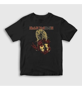 Presmono Unisex Çocuk Siyah Hero Iron Maiden T-Shirt 86142tt