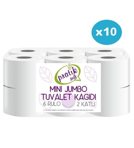 Pratiksoft 10 Koli Mini Jumbo Tuvalet Kağıdı 120 Rulo