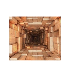 Dreamwall 3D Geometrik Ahşap Tünel Desenli Isı Ve Ses Yalıtımlı Sağlıklı Tekstil Duvar Kağıdı