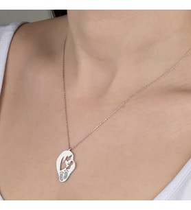 Swarovski Taşlı Gümüş Anne Bebek Bayan Kolye