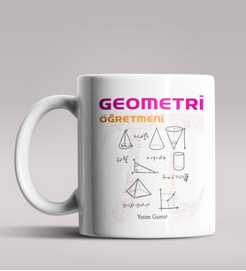 Kişiye Özel Geometri Öğretmeni Tasarımlı Beyaz Renk Kupa Bardak 3