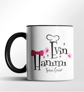 Kişiye Özel Evin Hanımı Tema Siyah Kupa (Siyah)