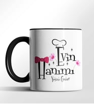 Kişiye Özel Evin Hanımı Tema Siyah Kupa (Siyah)