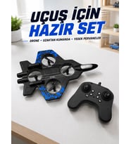 Savaş Jeti Görünümlü Drone 2.4G Kumandalı Jiroskoplu 360° Akrobatik Takla Yedek Pervaneli