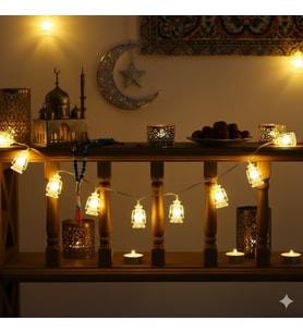 Led Işık Ramazan Temalı Pilli Sarkıt Gün Işığı 20'li Dekoratif Aydınlatma