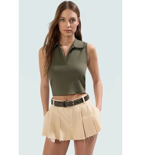 Fitted Vücuda Oturan Polyester Kaşkorse Bluz Günlük Stil Rahat Ve Şık Premium Kalite (Haki)