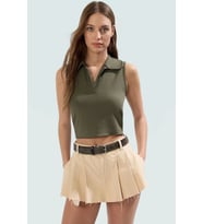 Fitted Vücuda Oturan Polyester Kaşkorse Bluz Günlük Stil Rahat Ve Şık Premium Kalite (Haki)
