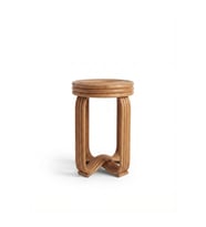 El Yapımı Doğal Rattan Yuvarlak Yan Sehpa 53x38 cm
