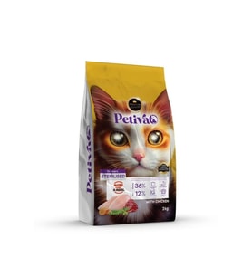 Petiva Kısırlaştırılmış Tavuklu Yetişkin Kedi Maması 3 Kg