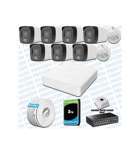 Provzen Hikvision 7’li İP 4MP Güvenlik Kamerası Seti Colorvu Mikrofonlu Olay Anında Bildirim
