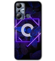 İnfinix Hot 20i Kılıf HD Desen Baskılı Kılıf - Dark Neon Yaprak O Harfi