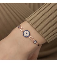 Gümüş Rose Nazar Boncuklu Bileklik